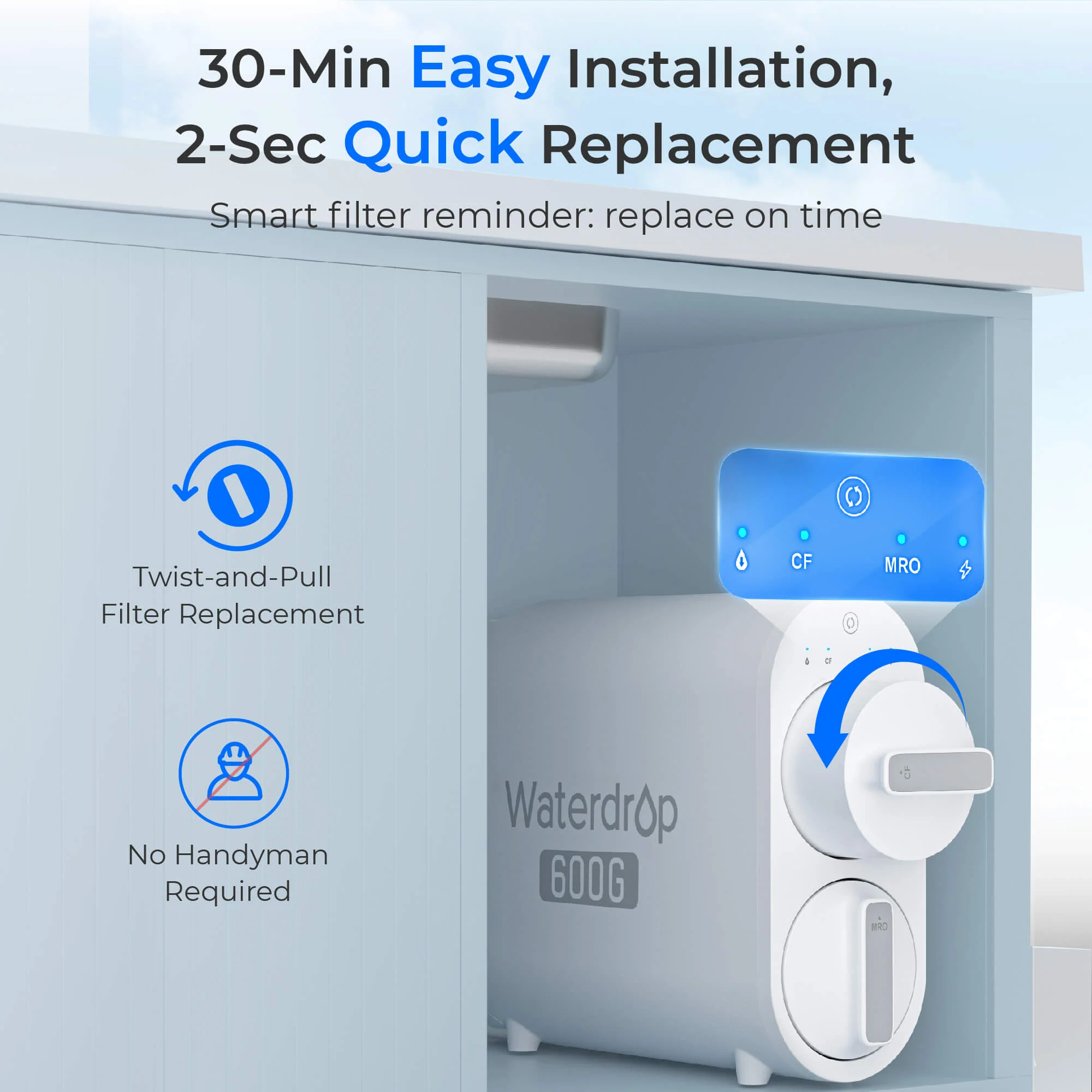 Waterdrop G2P600 Reverse Osmosis Water Filtration System for Home - Image 7