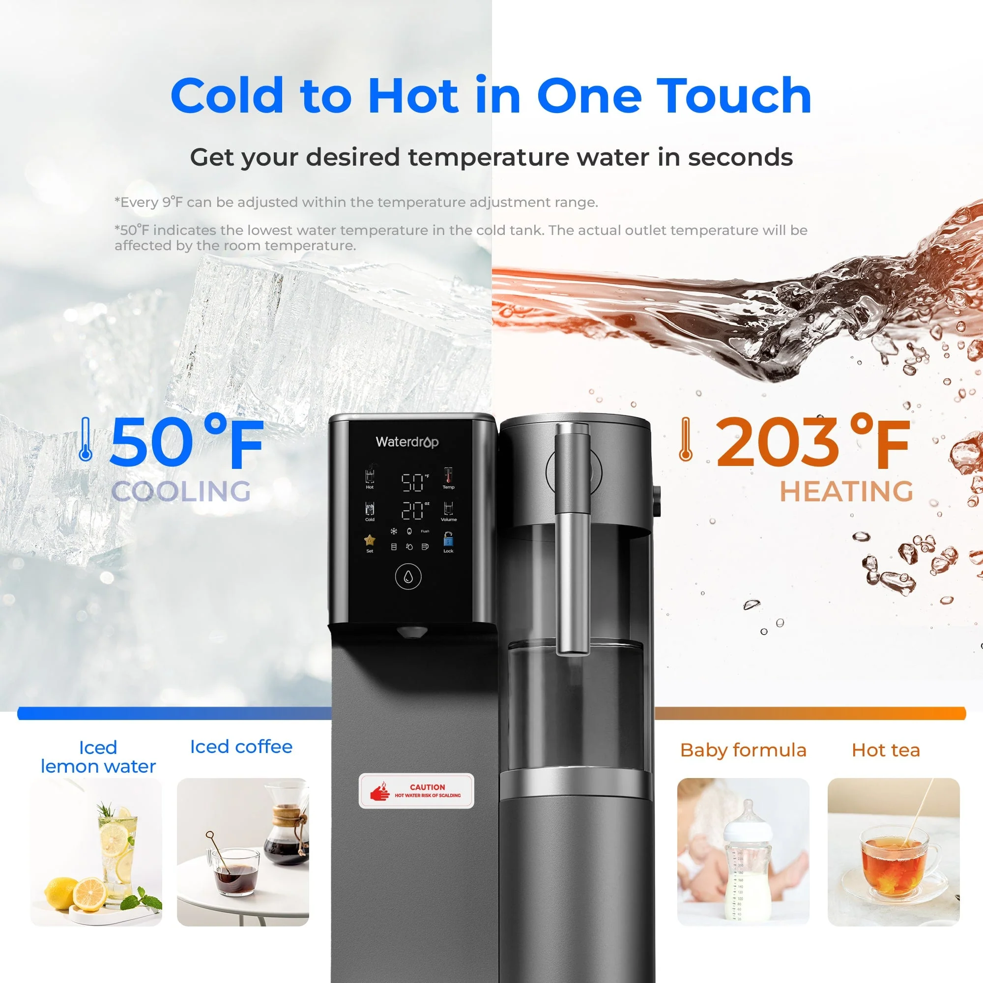 Waterdrop A2 Reverse Osmosis Hot Cold Water Dispenser with Replacement Filter Combo - Image 3
