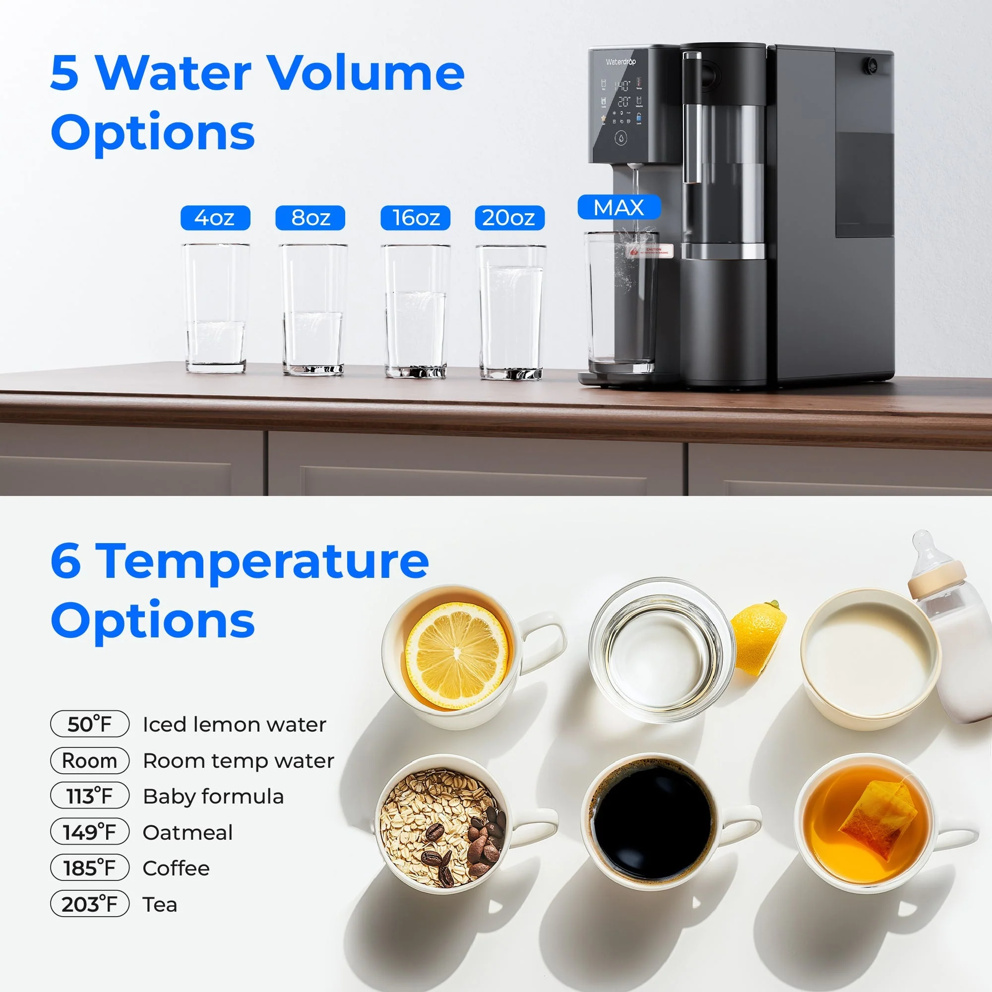 Waterdrop A2 Reverse Osmosis Hot Cold Water Dispenser with Replacement Filter Combo - Image 4